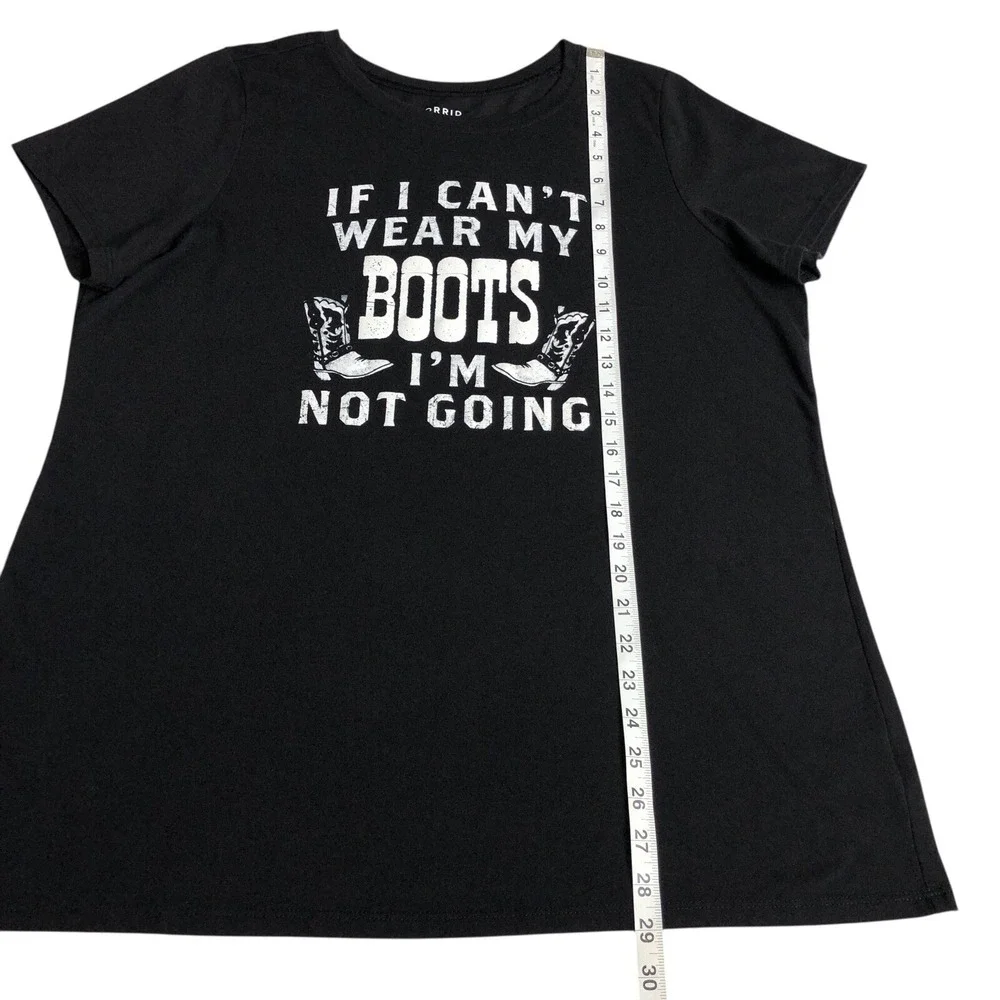 Torrid Classic Fit Top Womens 2X Black If I Cant Wear My Boots Not Going Graphic